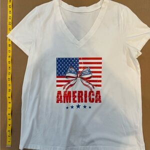 Patriotic White V-Neck T-Shirt